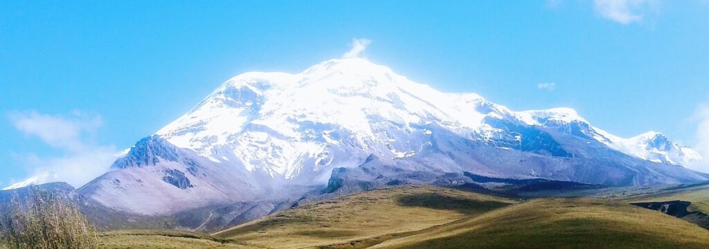 View of Chimborazo’s south face showing all major summits, part of the Climbing Chimborazo 7-day expedition with full acclimatization.